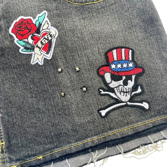 Sexy Punk Rock Denim Mini Skirt XS Custm by Madz  Goth Metal Festival Outfit - Picture 9 of 16